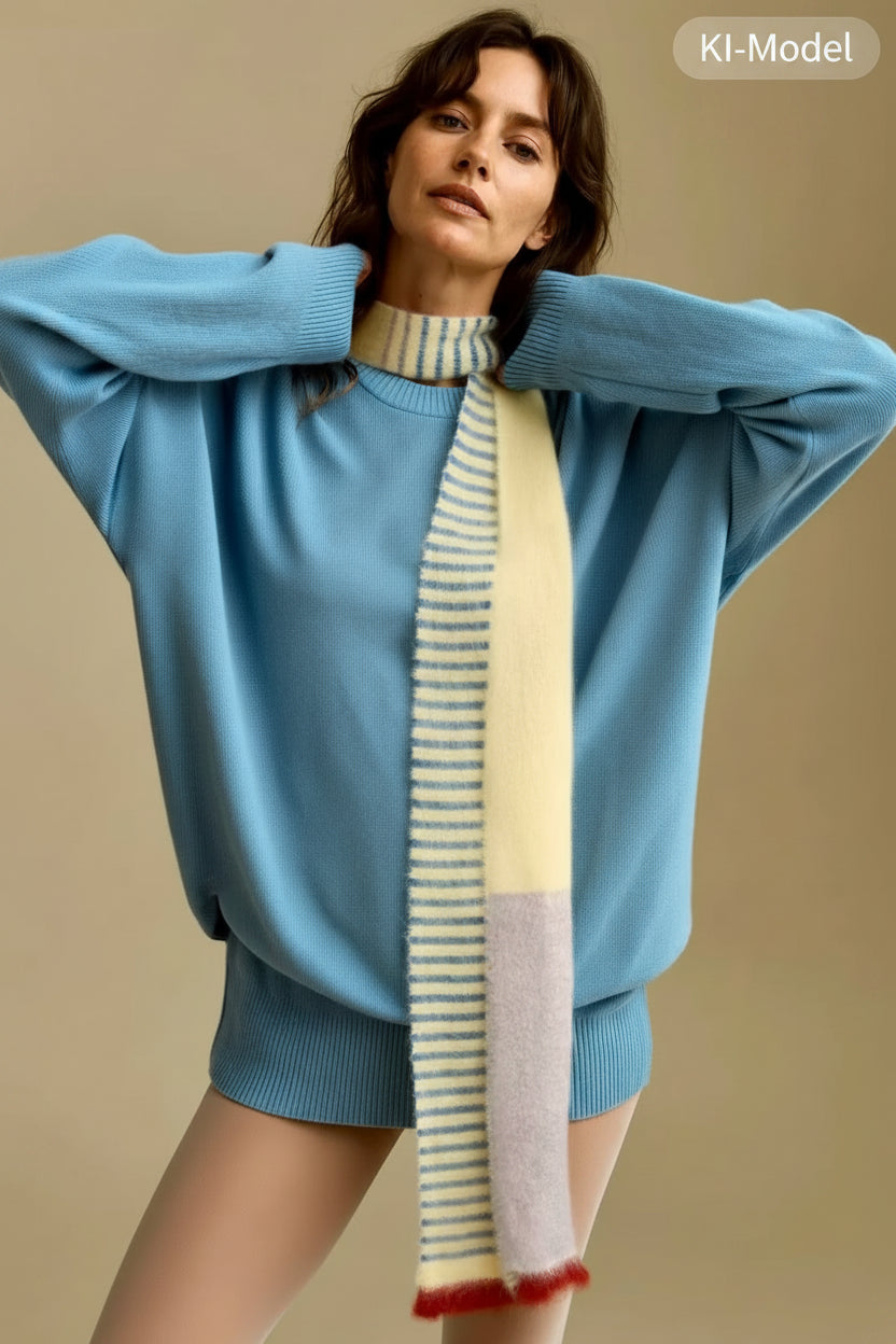 Multi-Color Skinny Schal (215cm) – Super Kid Mohair & Alpaka/Merino – 4-farbig
