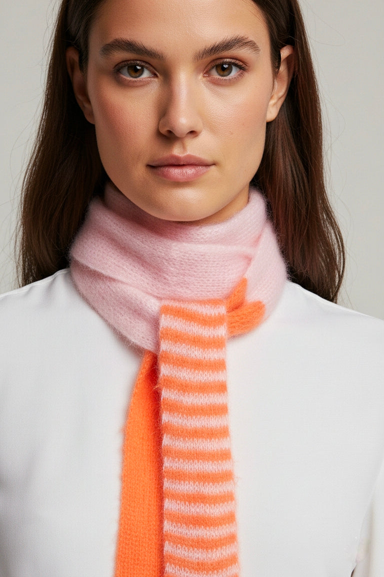 Narrow scarf pink orange | Mohair