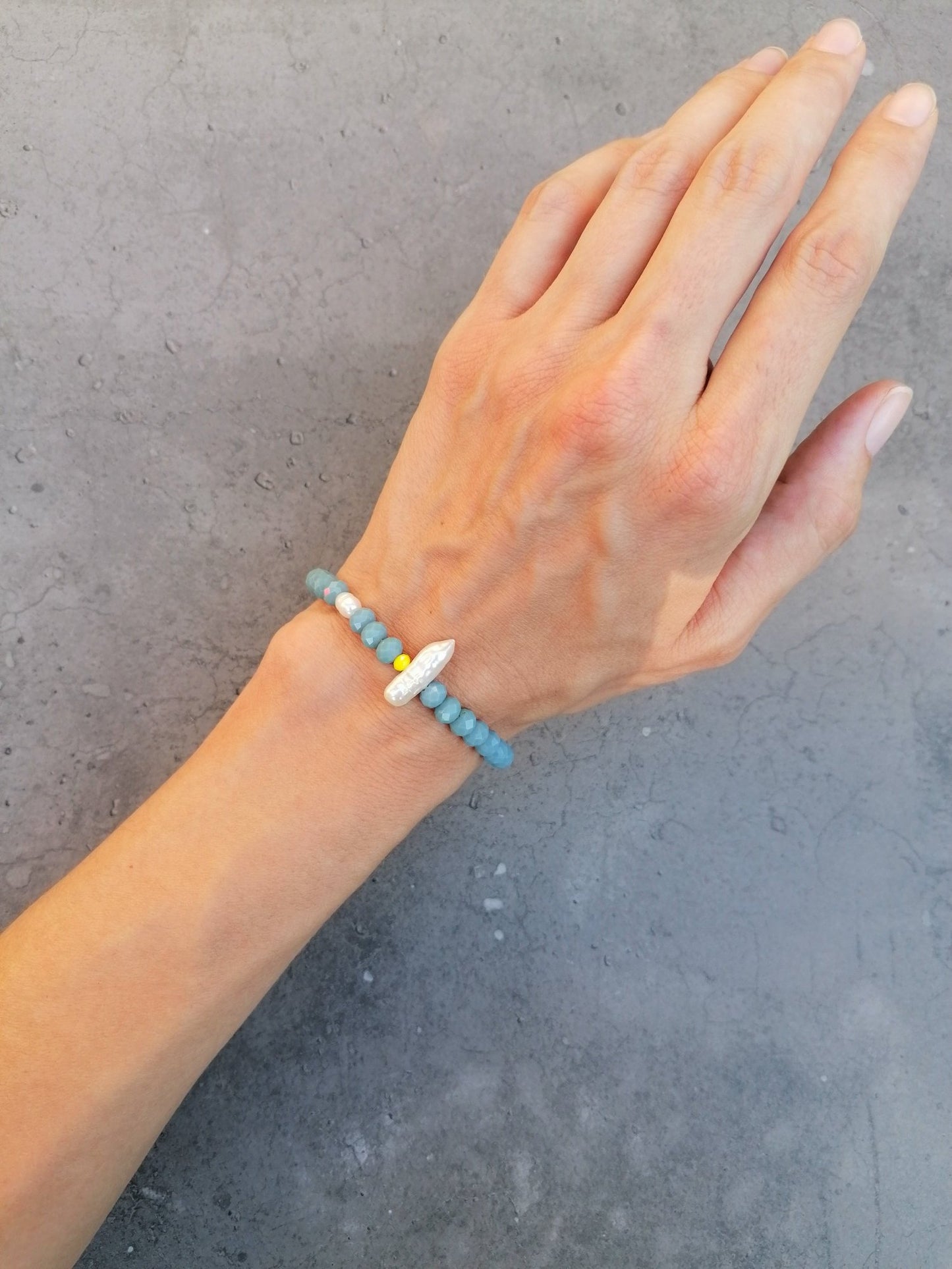 Perlenarmband petrol neongelb pia norden