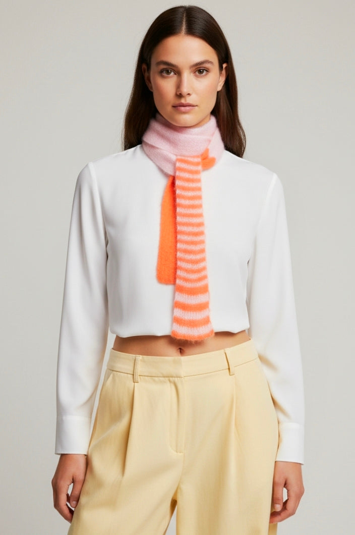 Narrow scarf pink orange | Mohair