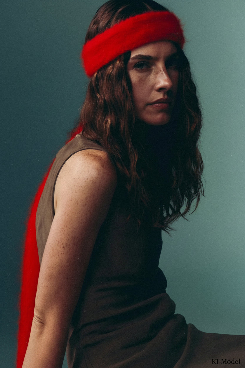 Skinny Scarf aus Superkid Mohair – Rot mit pinken Enden
