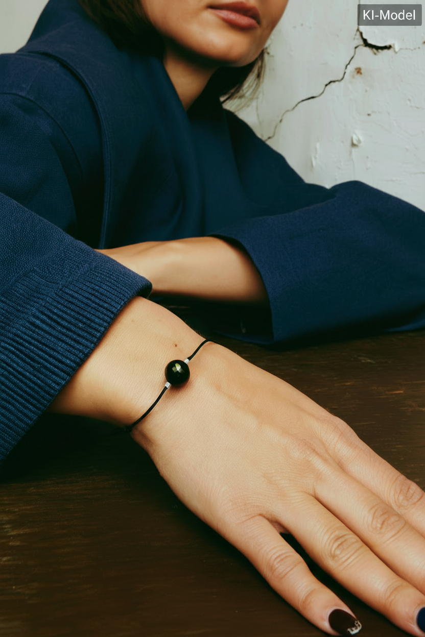 Schlichtes Schungit Armband schwarz braun silber | unisex