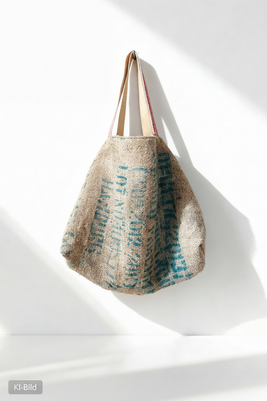 XL Shopper 'Trape' Natur - Vintage Kaffeesack, Leder rosa