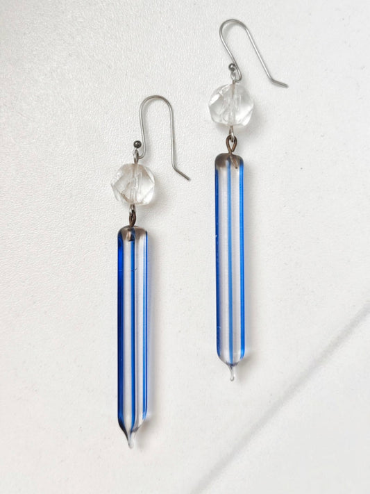 Luster-Ohrringe aus Glas | Edelstahl