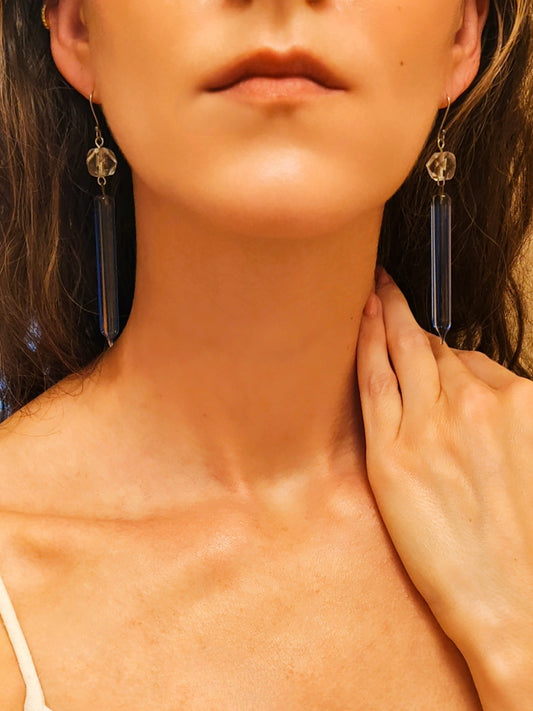 Luster-Ohrringe aus Glas | Edelstahl