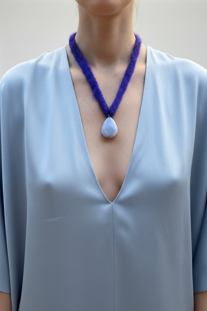 Halskette Chalzedon blau Mohair
