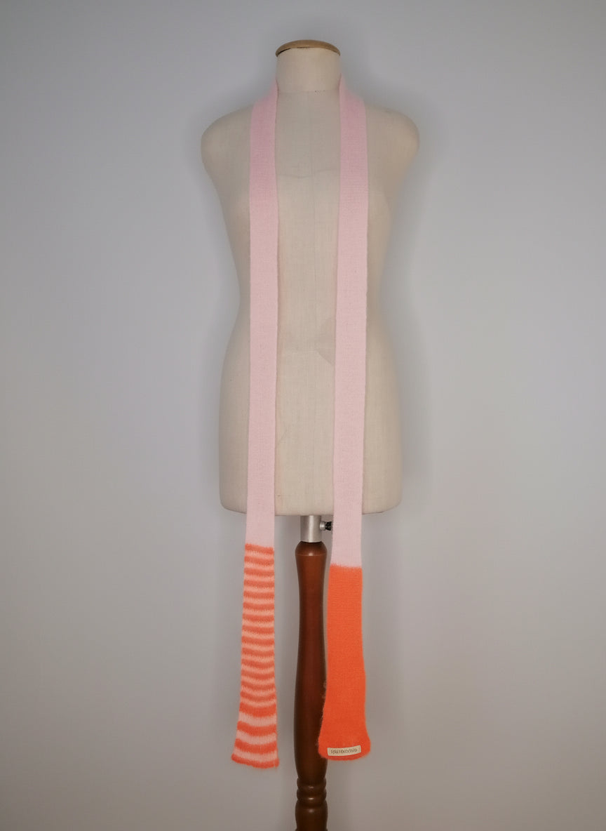 Narrow scarf pink orange | Mohair