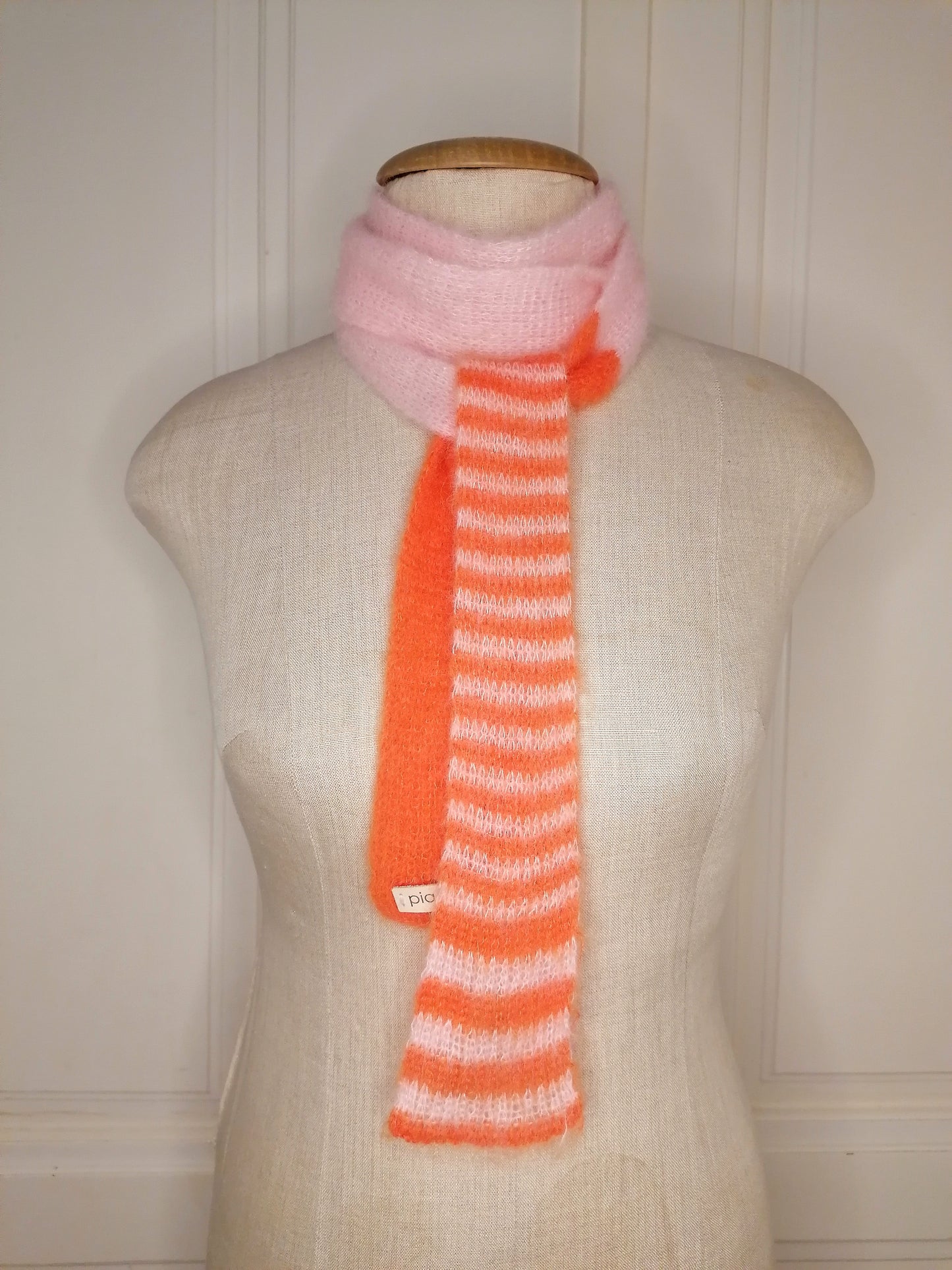 Schmaler Schal rosa orange | Mohair