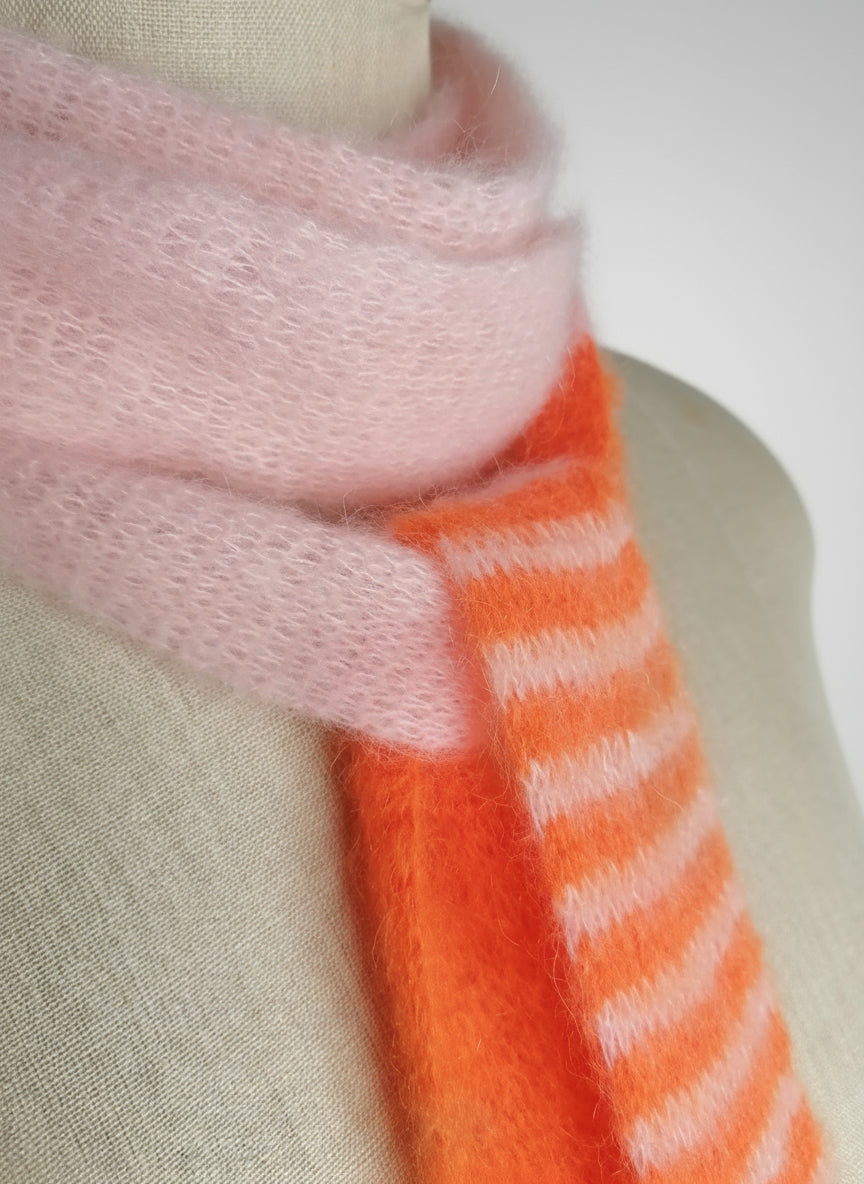 Narrow scarf pink orange | Mohair