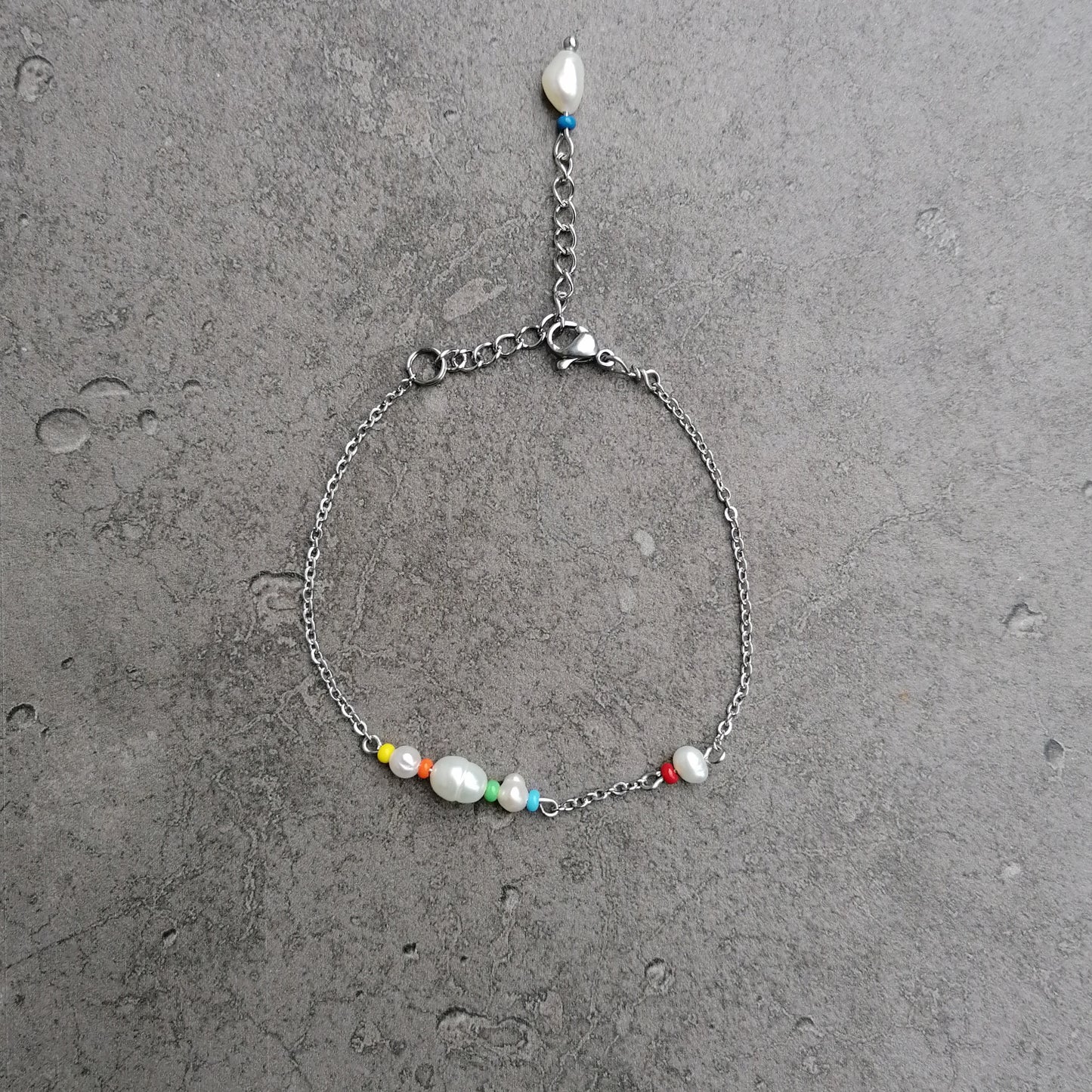 Zartes Armband bunt | Naturperlen Schmuck silber | RAINBOW SEA