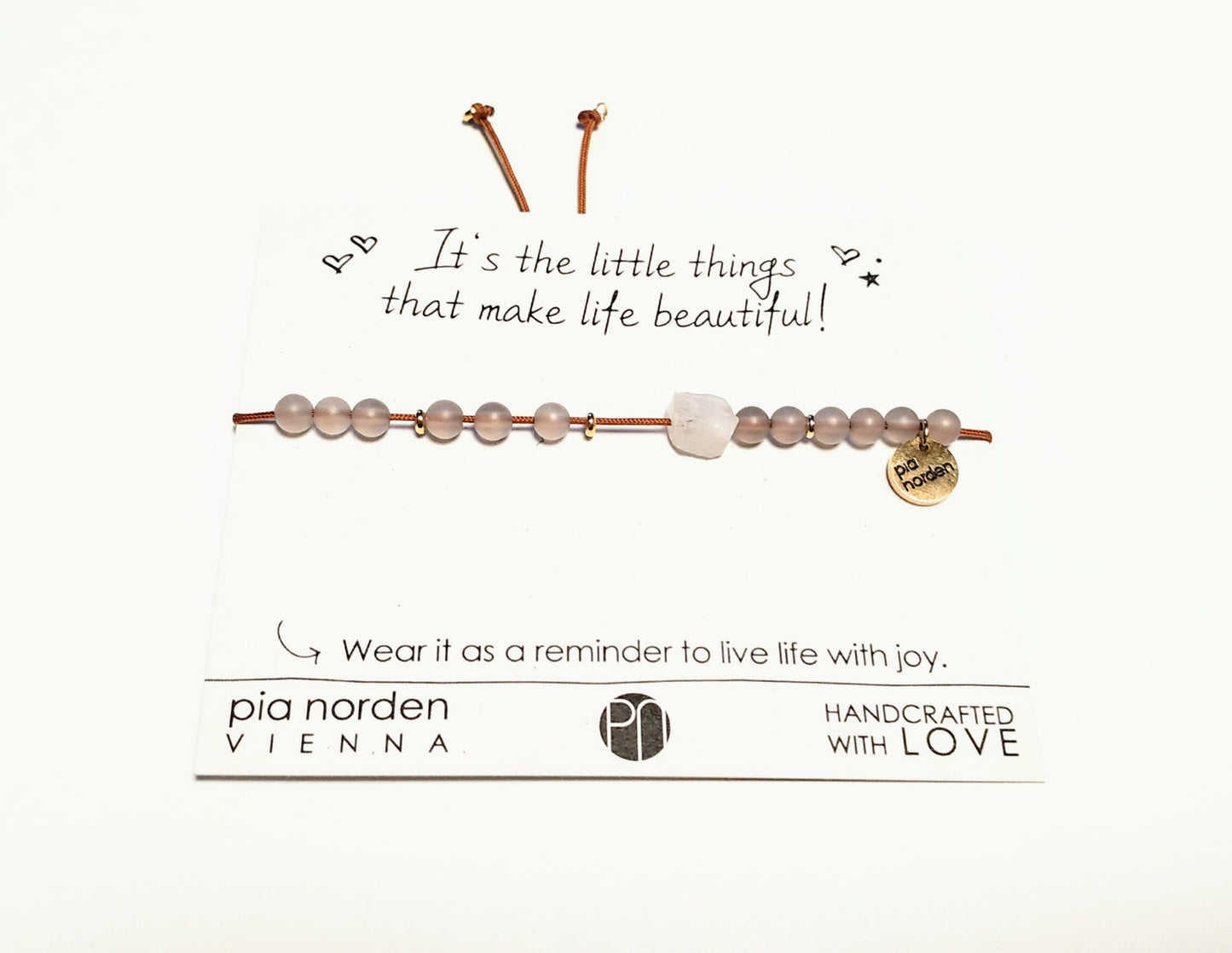 Weißer Labradorit & Achat Armband | weiß grau cognac gold