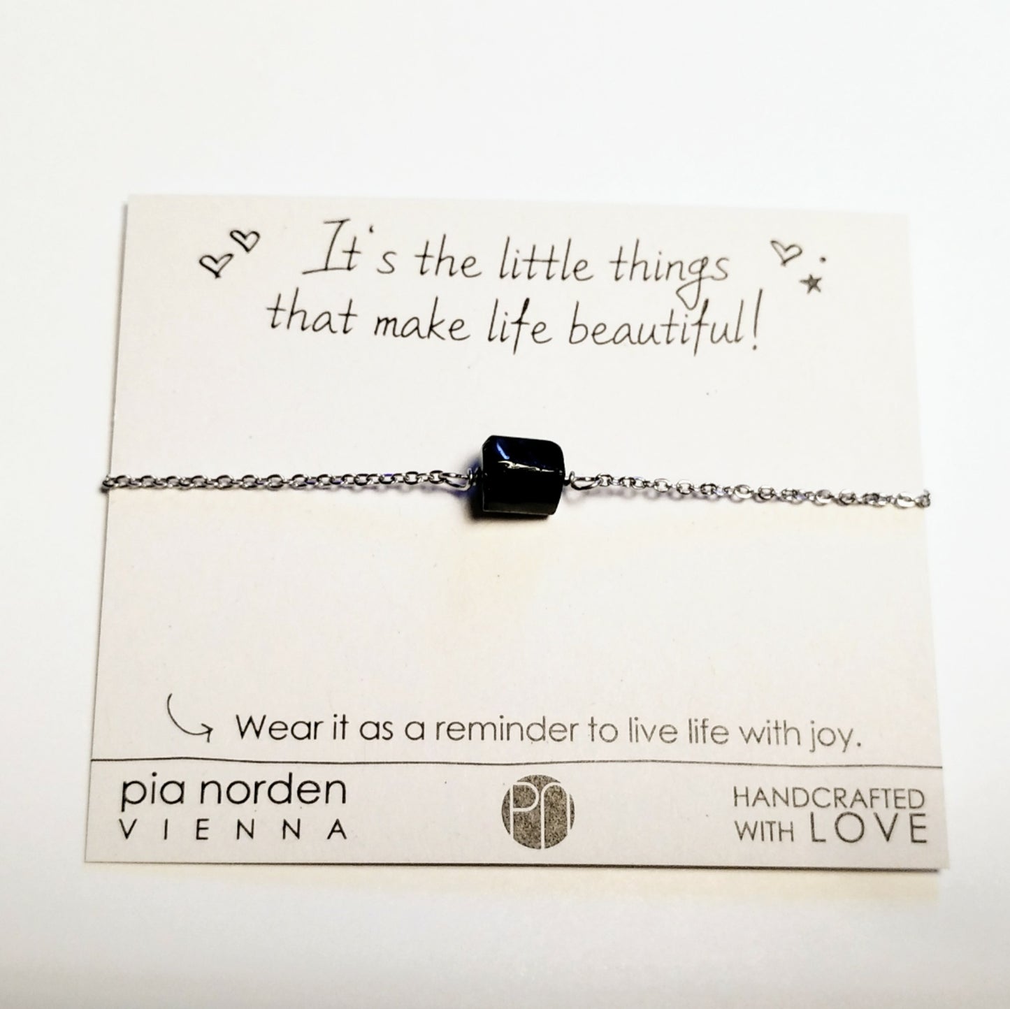 Schwarzer Turmalin & silber Armband schlicht schwarz | Edelstahl Schmuck