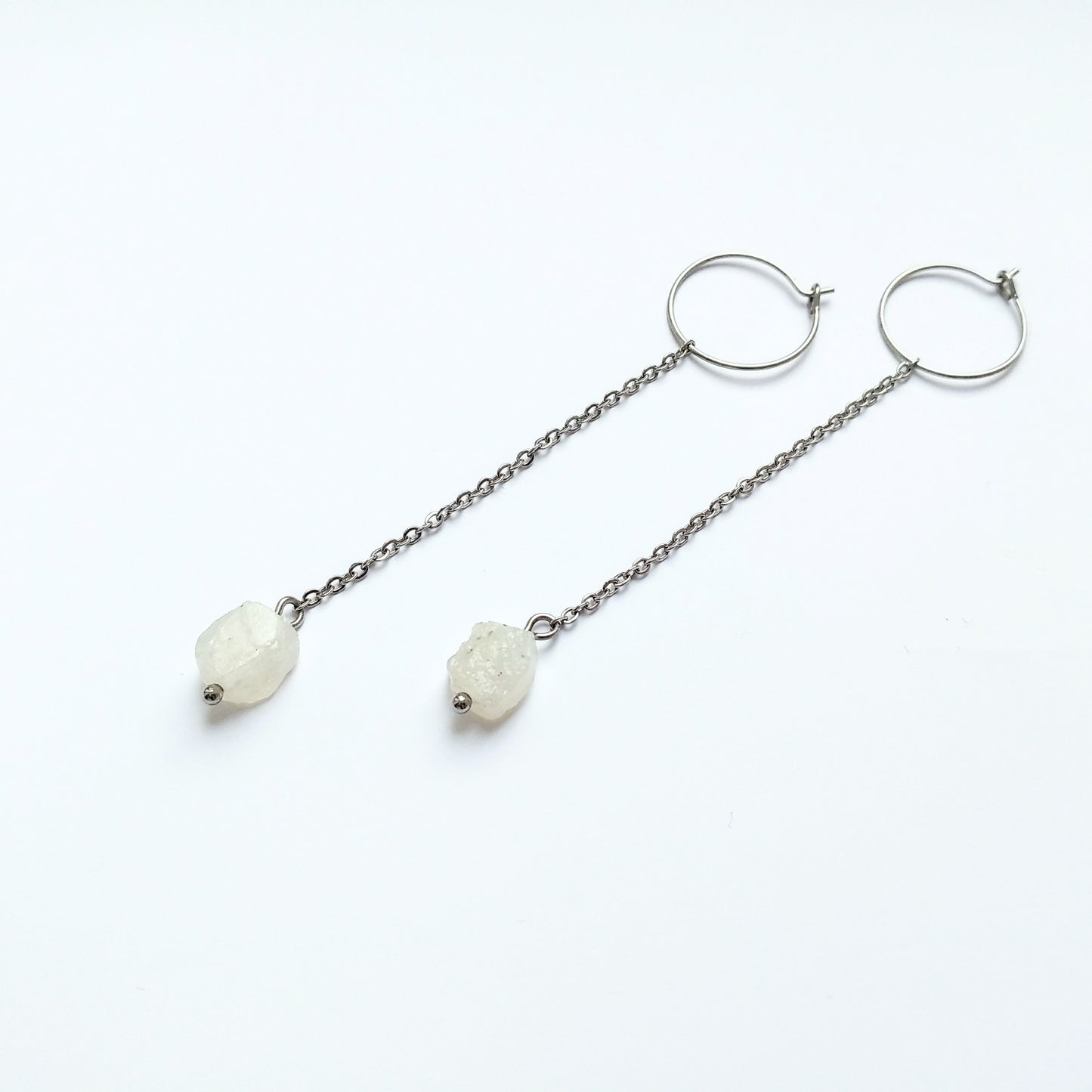 Roher Labradorit Ohrringe silber - Edelstahl Kette | Mondstein