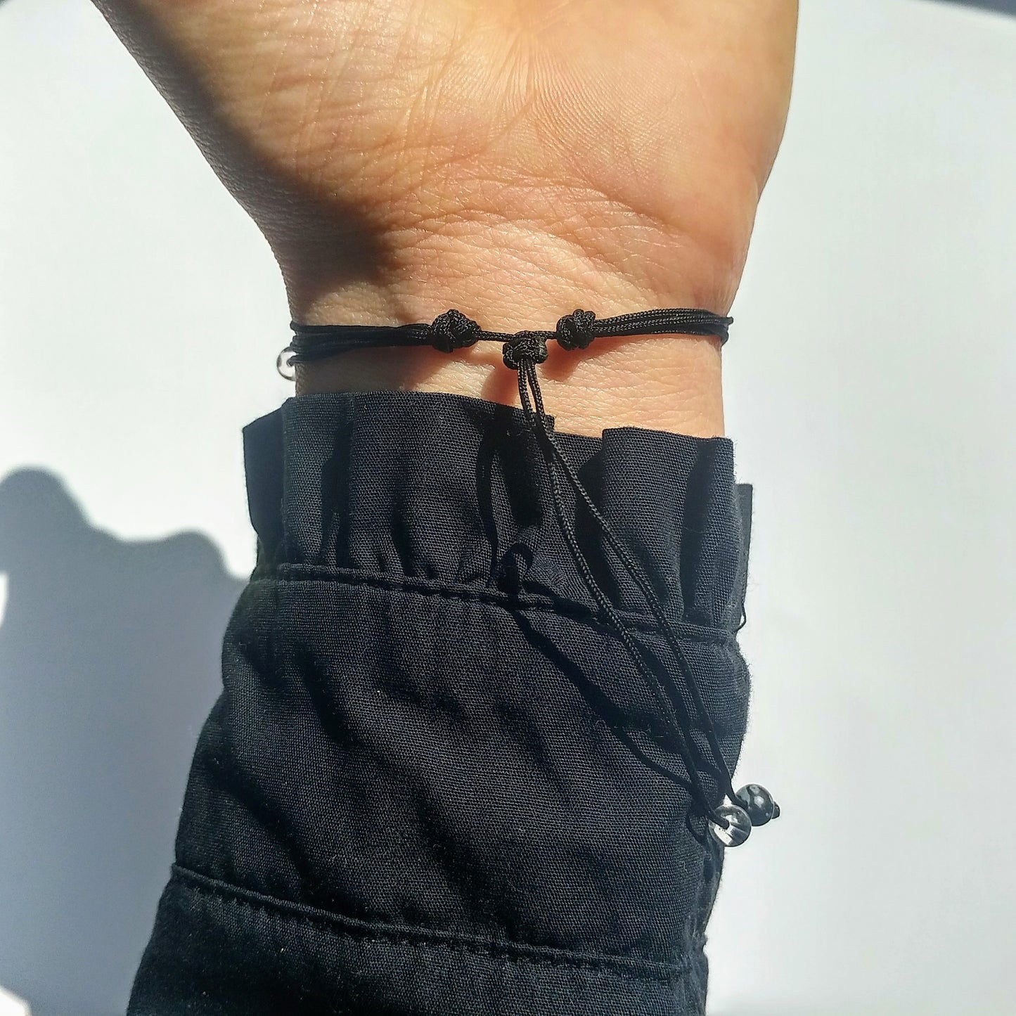 Armband schwarz grau - Schneeflockenobsidian Bergkristall - mehrstrangig