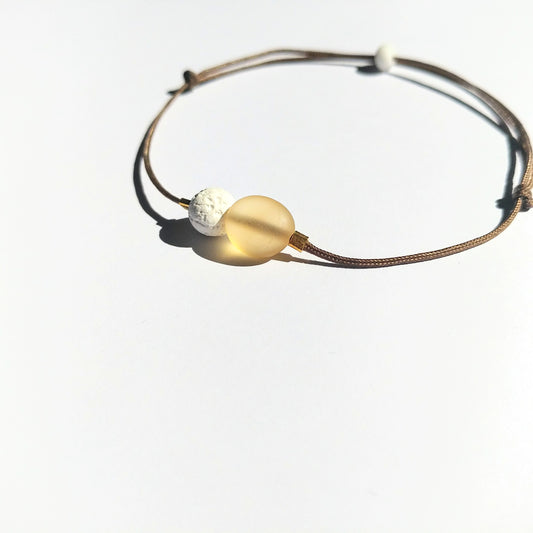 Zierliches Lava & gelber Citrin Armband - echt vergoldet