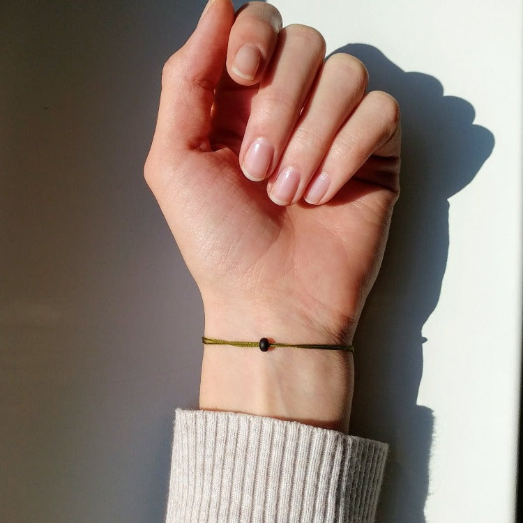 Zierliches Lava Prehnit Armband mit Sterlingsilber gold