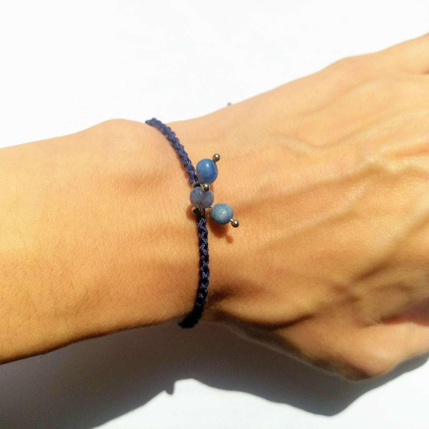 Blue gemstone bracelet braided - Dumortierite