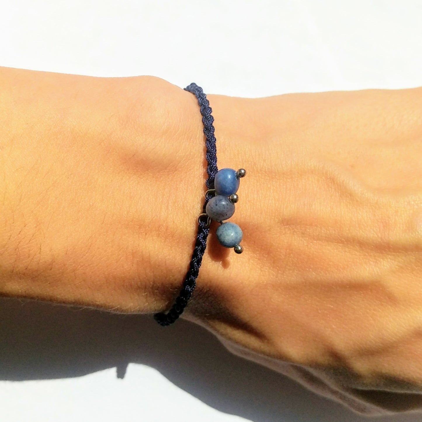 Blue gemstone bracelet braided - Dumortierite