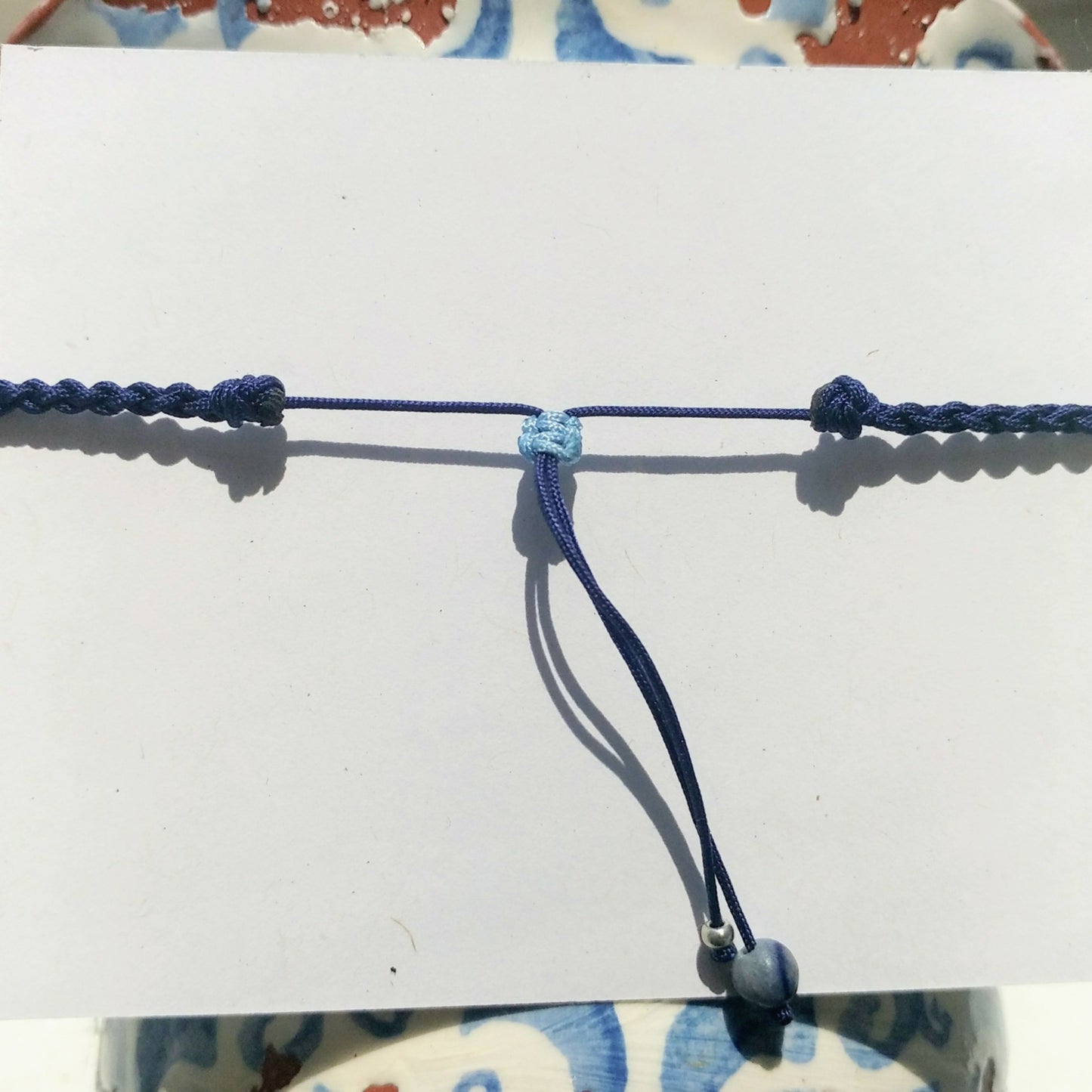 Blue gemstone bracelet braided - Dumortierite