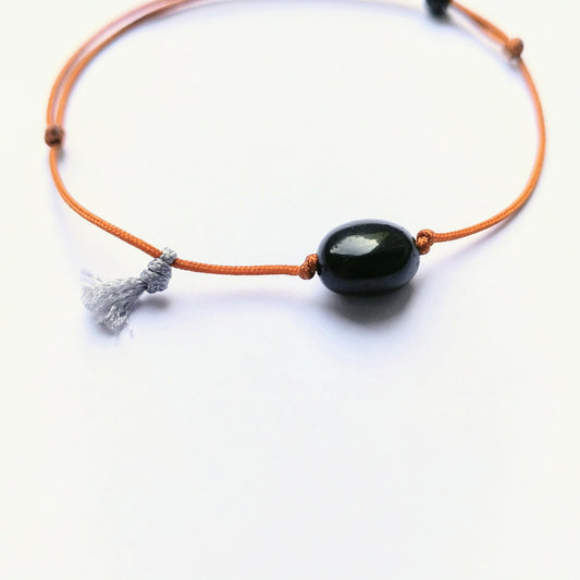 Schwarzer Turmalin Nugget Armband, cognac, grau