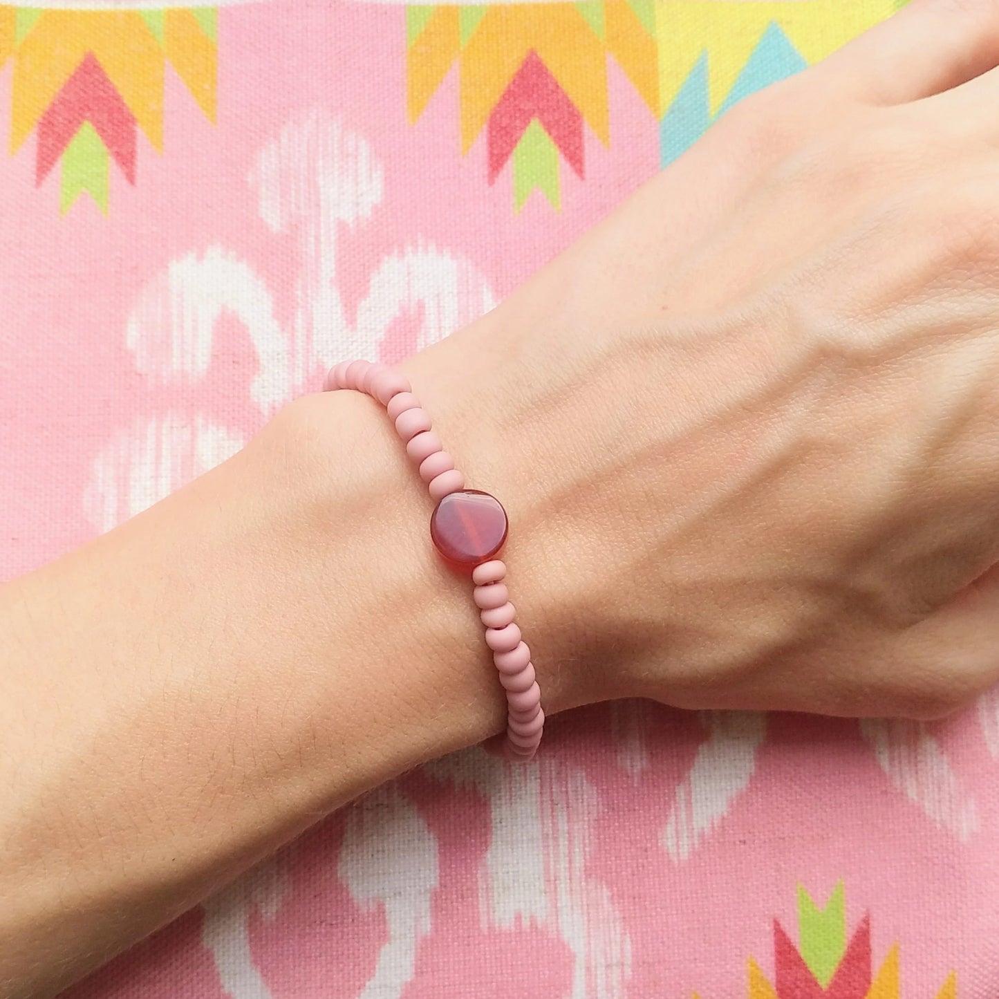 Carnelian bracelet red & pastel pink | pia north