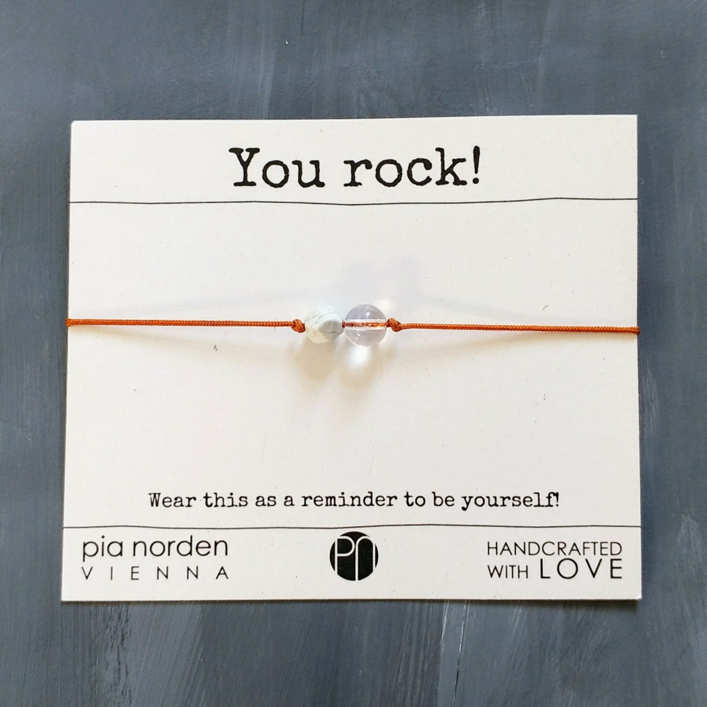 Delicate gemstone bracelet - white & cognac brown | pia norden