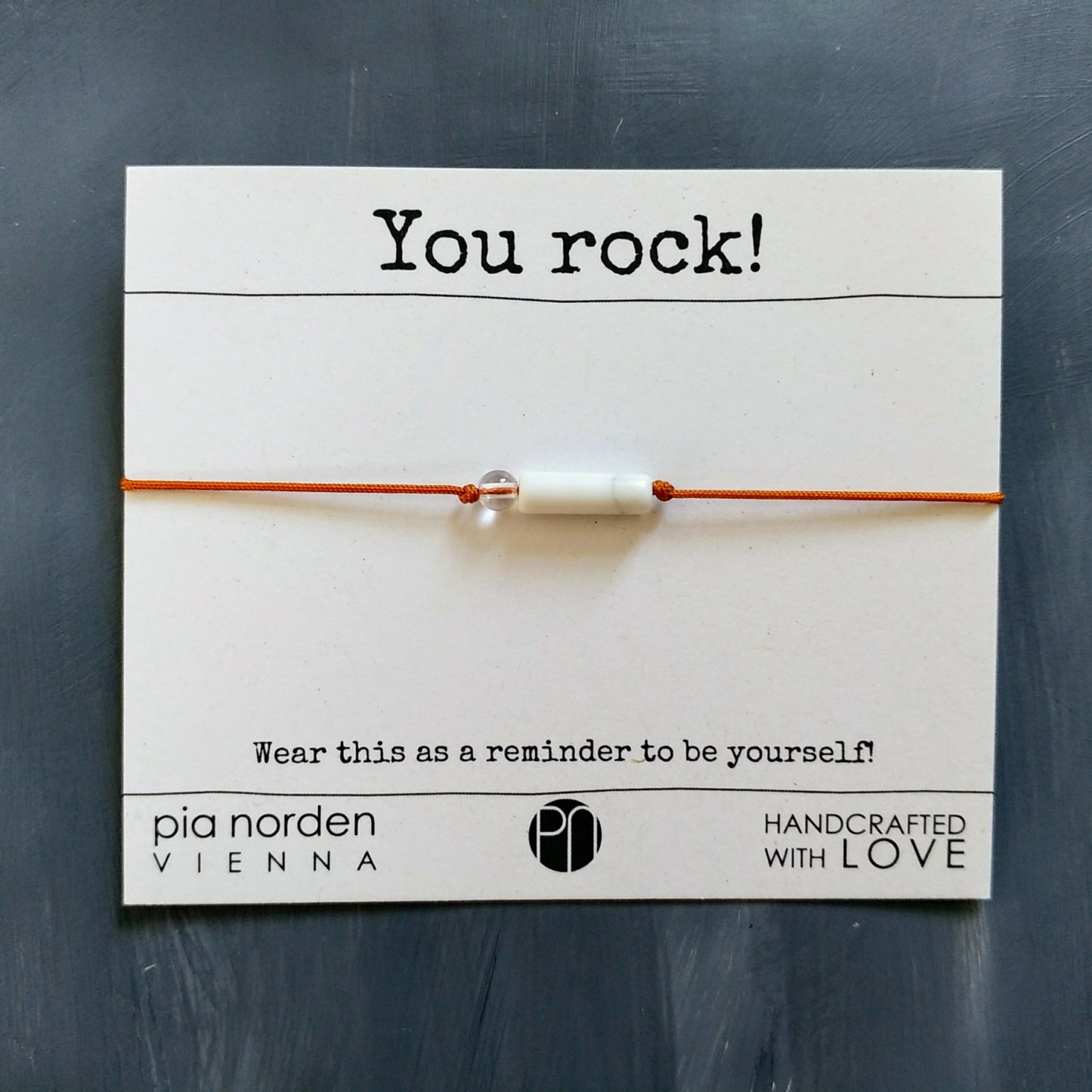 Delicate gemstone bracelet - white & cognac brown | pia norden