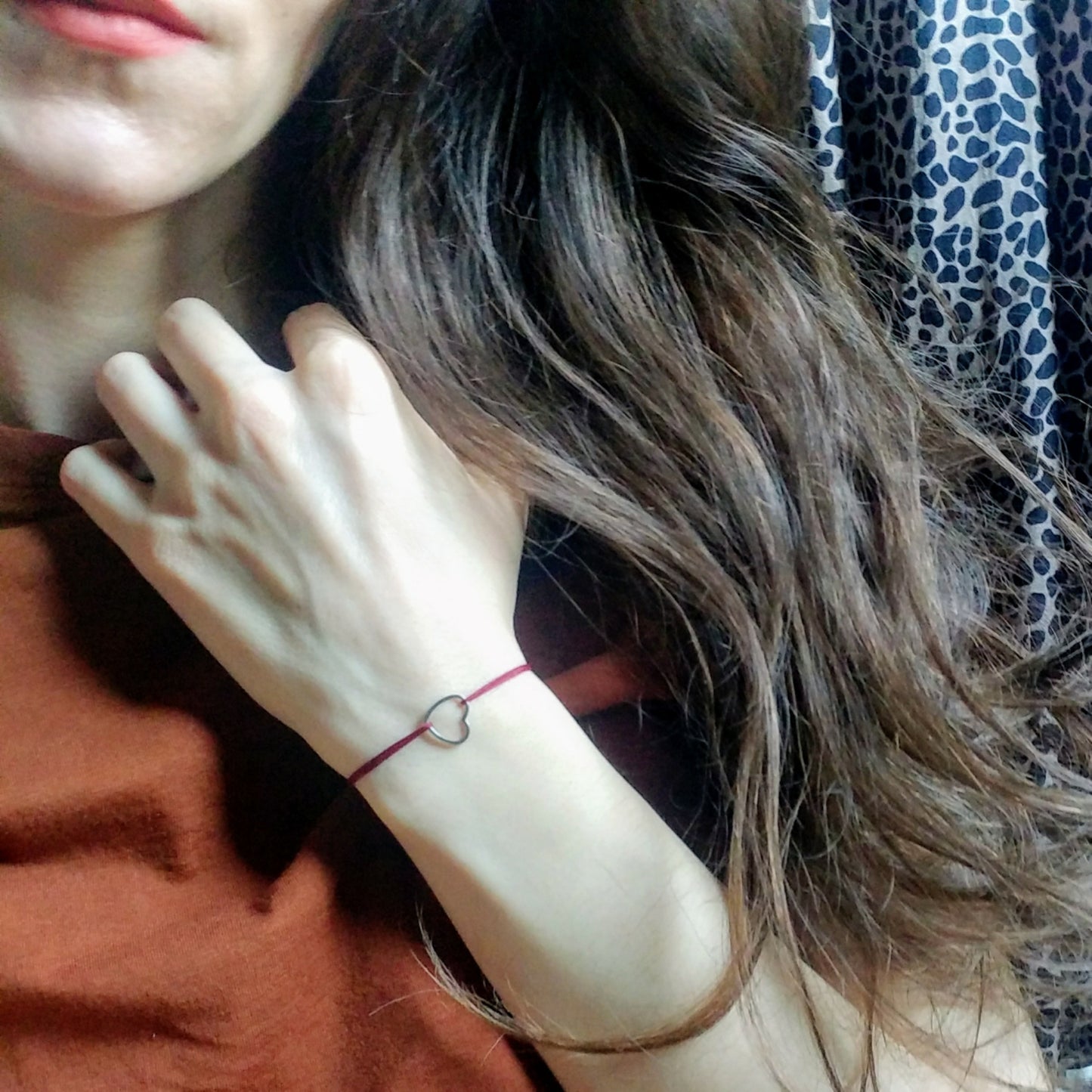 Schlichtes silber Herz Armband | Edelstahl & Textil
