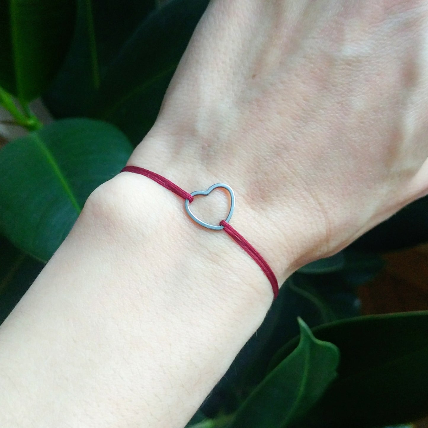 Schlichtes silber Herz Armband | Edelstahl & Textil