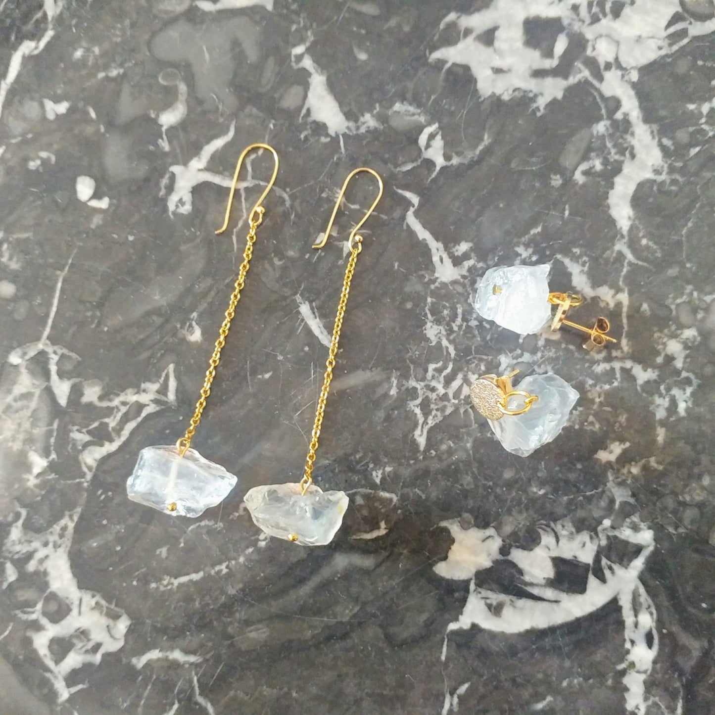 Natürlicher Bergkristall Ohrringe gold silber Ohrstecker