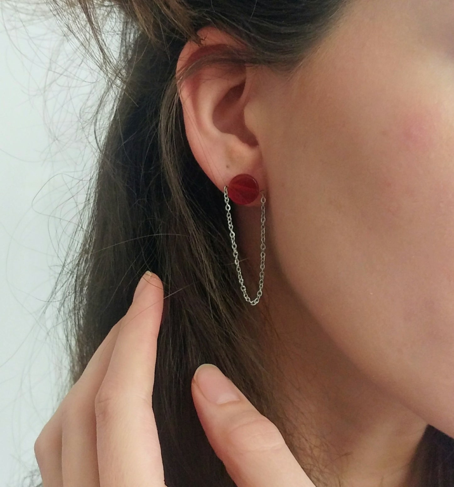Edelstein Ohrstecker in silber aus Edelstahl mit rotem Karneol