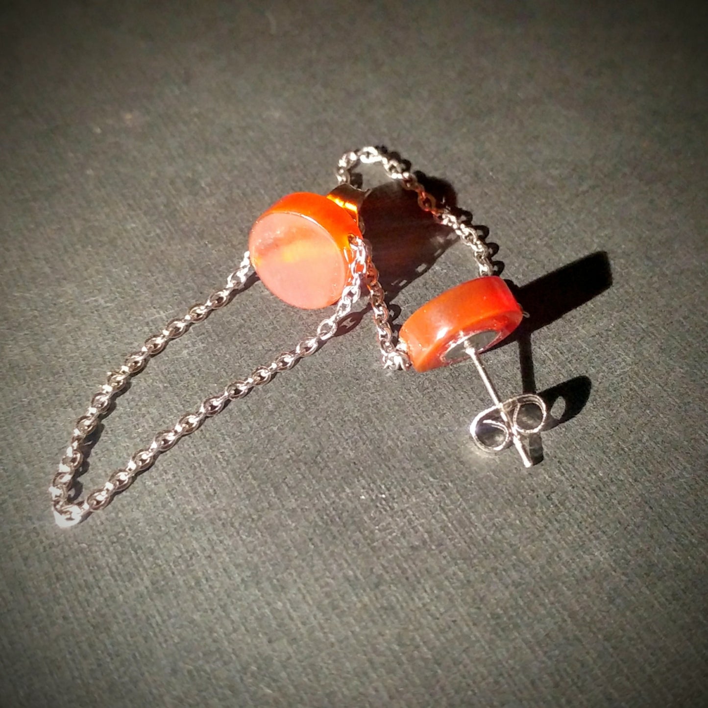 Edelstein Ohrstecker in silber aus Edelstahl mit rotem Karneol