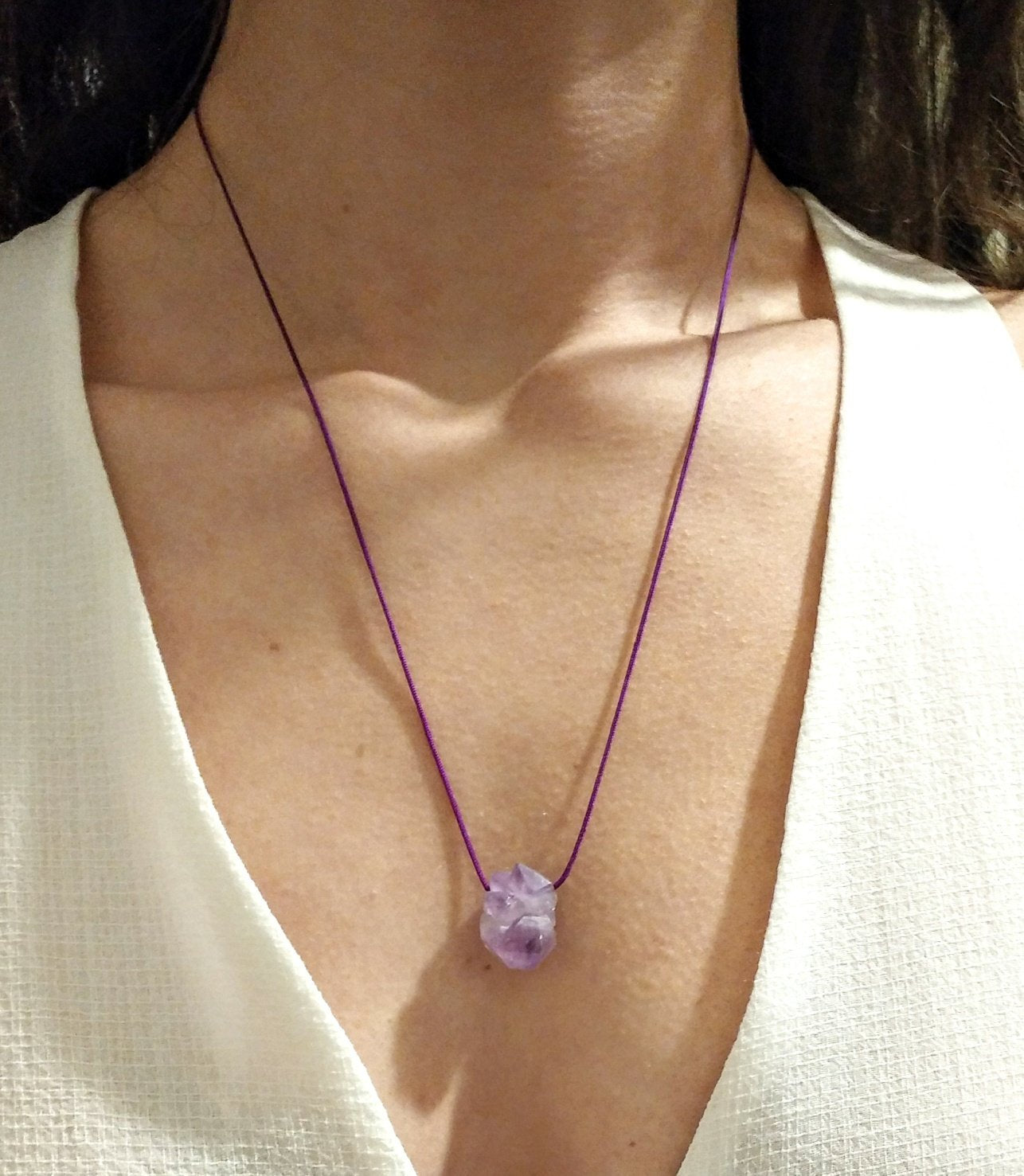 Roher Amethyst Kristall | minimalistische Halskette