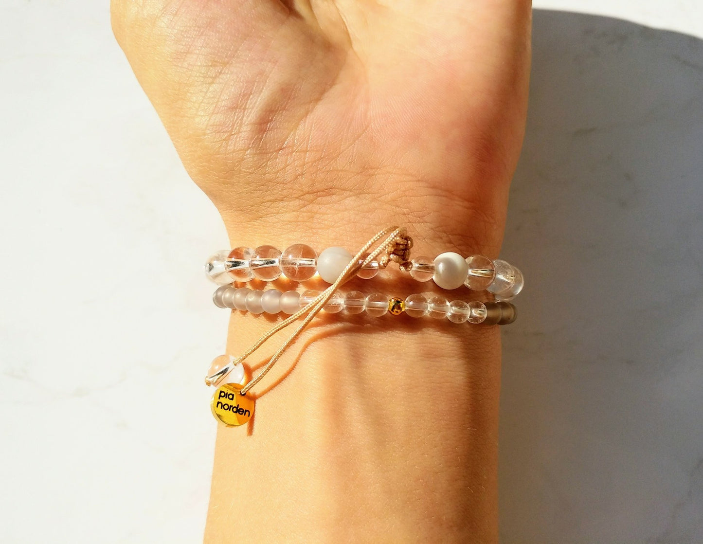 Goldene Engelsflügel Armband - Achat, Bergkristall, Sterlingsilber gold