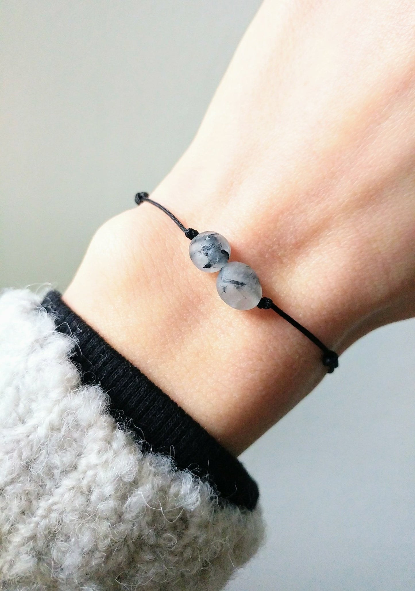 Turmalinquarz & Bergkristall Armband | minimalistisches Edelsteinarmband