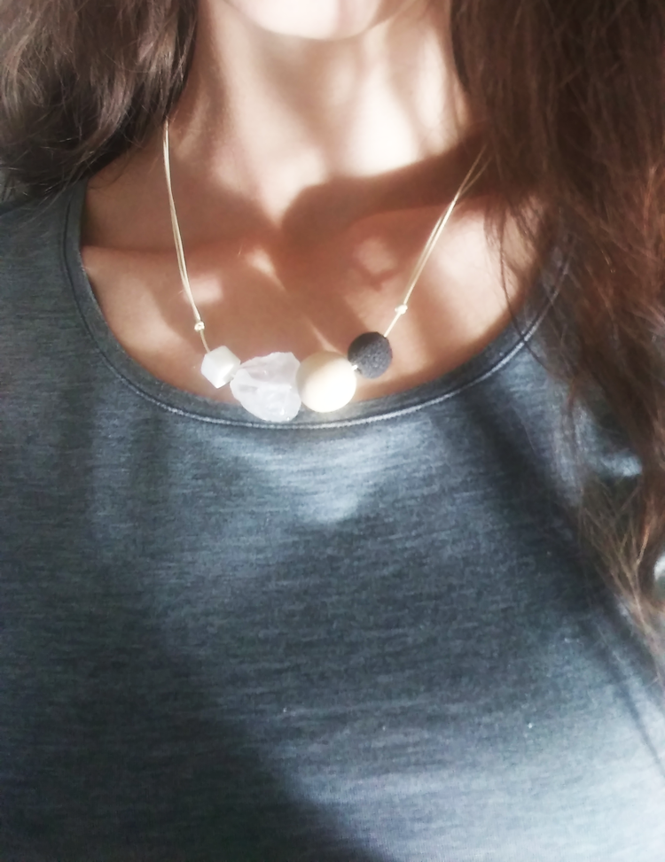 Kette Bergkristall | Holz | Lava