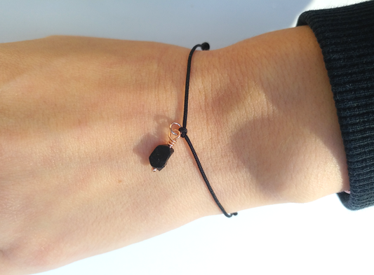 Zartes Schwarzer Turmalin Armband mit Roségold