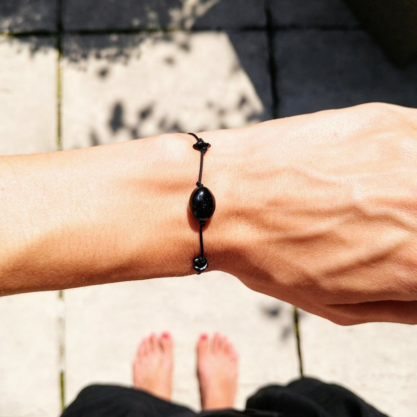 Schwarzer Turmalin Nugget Armband unisex