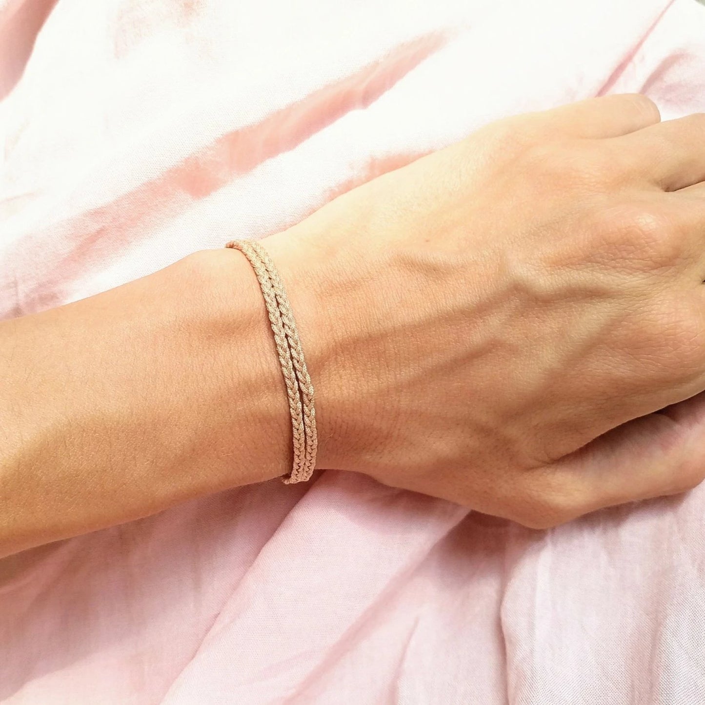 Geflochtenes Armband mit Bergkristall - doppelreihig
