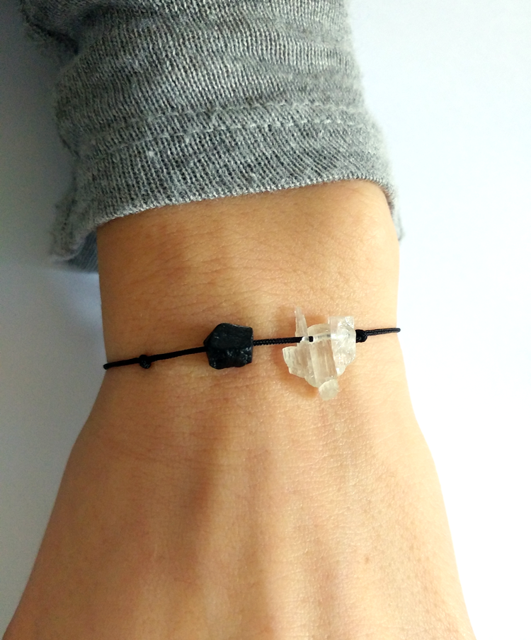 Schwarzer Turmalin & Kunzit Edelsteinarmband | pia norden