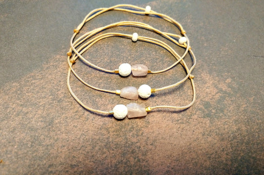 Natürliche Lava & Rosenquarz Armband - Aromatherapie Schmuck