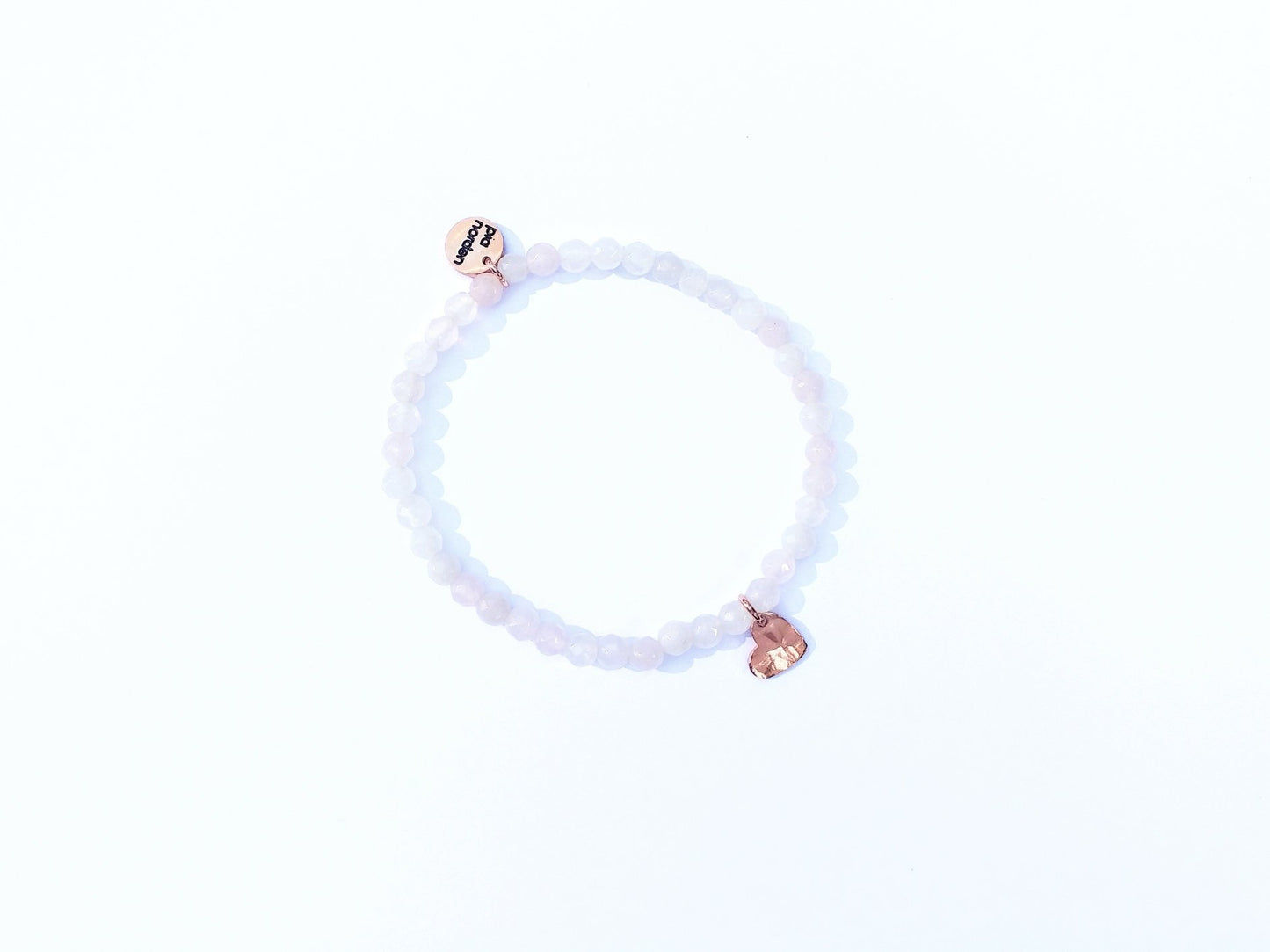 Herz Armband Rosenquarz Sterlingsilber rosévergoldet