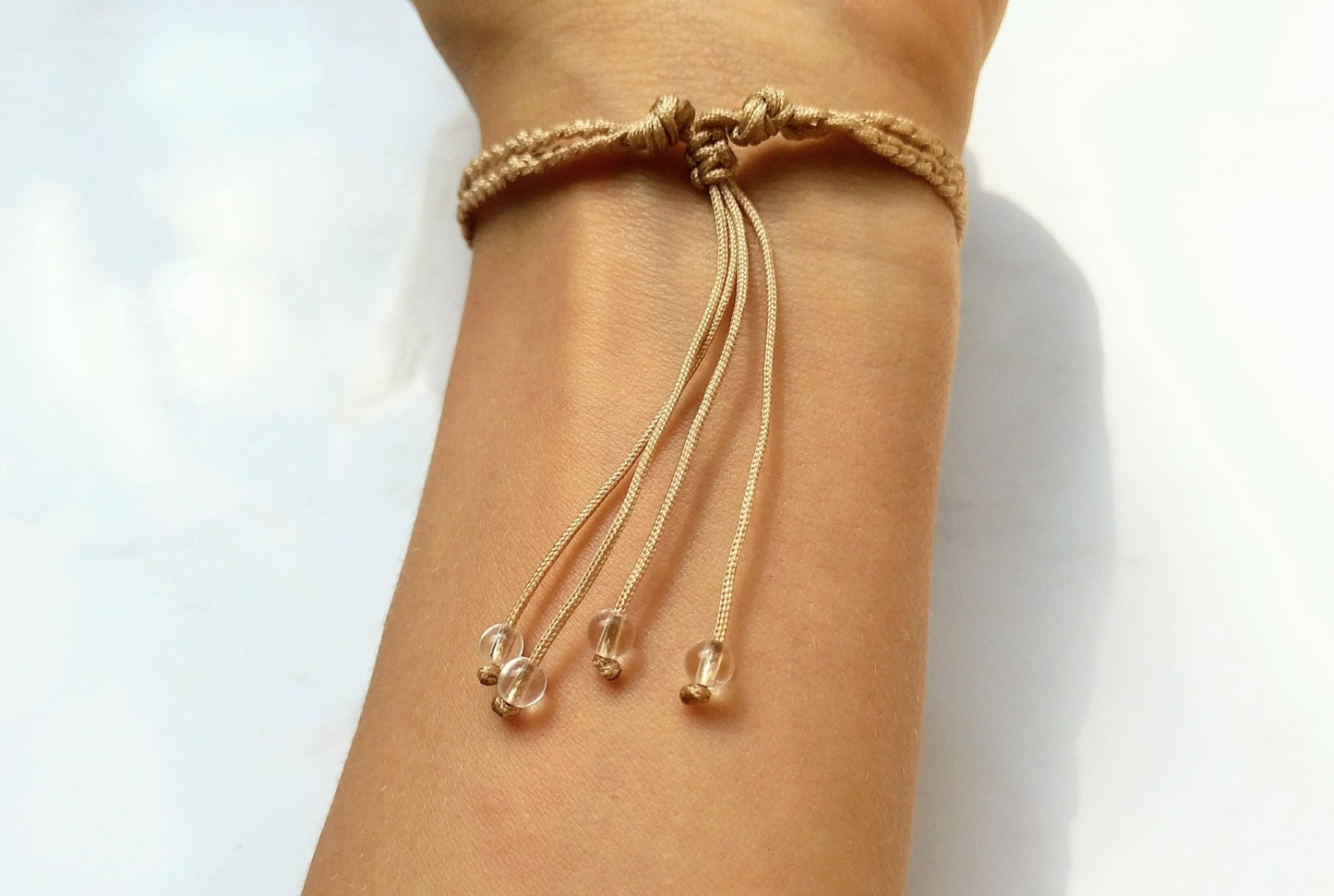 Geflochtenes Armband mit Bergkristall - doppelreihig