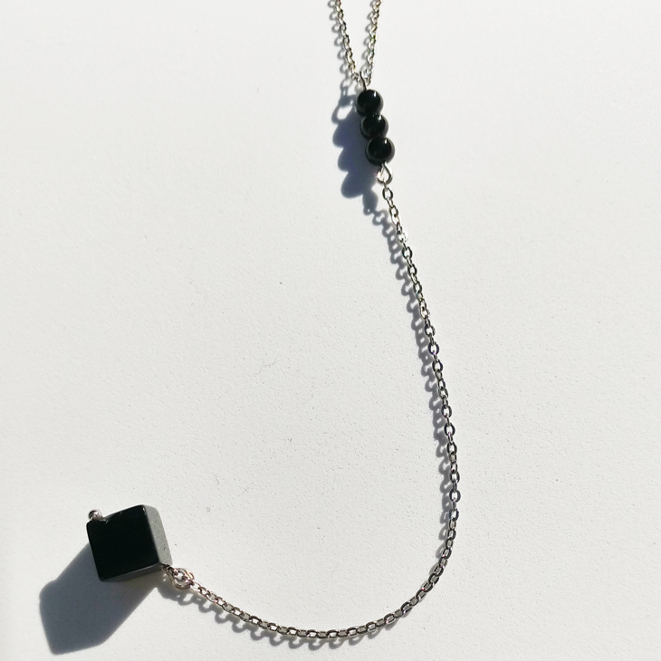 Y Halskette schwarz | Onyx Edelstahl