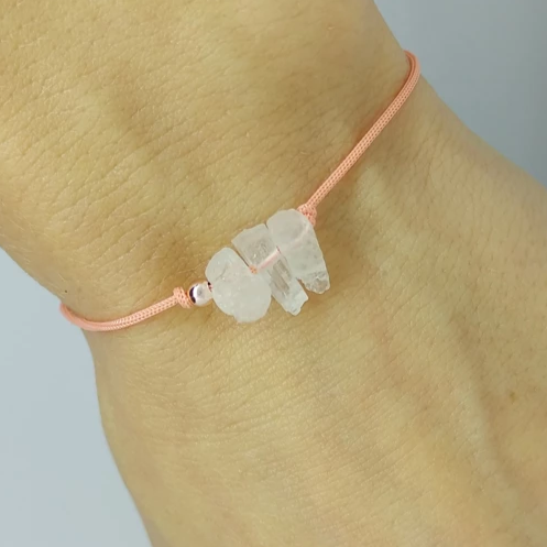 Armband roher Kunzit | lachsfarben & roségoldene Details