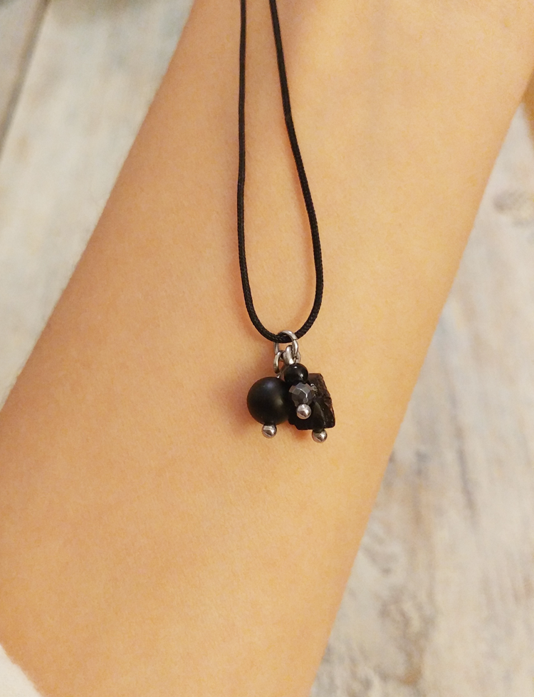Halskette Onyx & Schwarzer Turmalin | Halsband schwarz silber