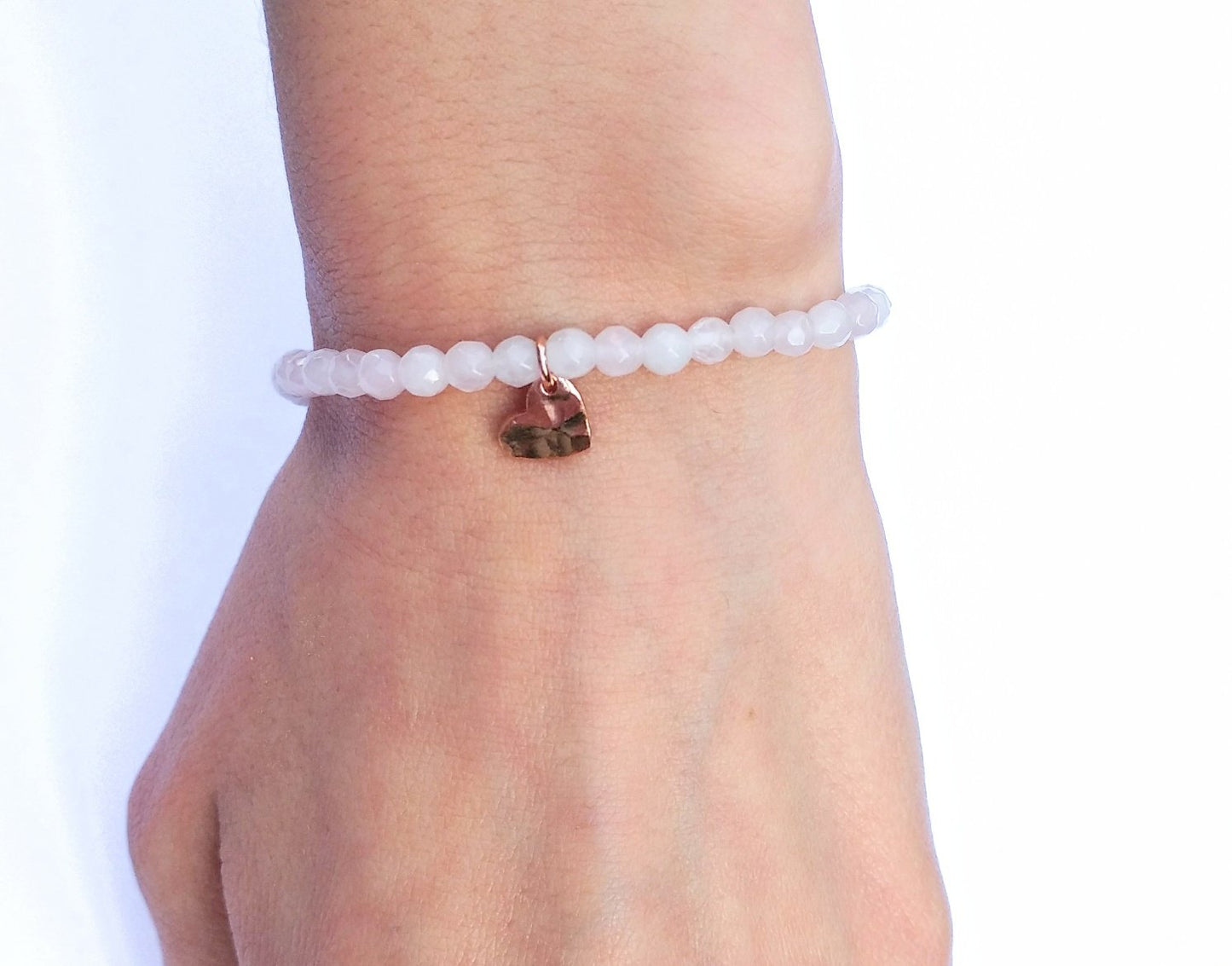 Herz Armband Rosenquarz Sterlingsilber rosévergoldet