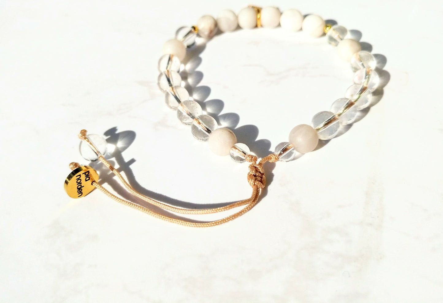 Goldene Engelsflügel Armband - Achat, Bergkristall, Sterlingsilber gold