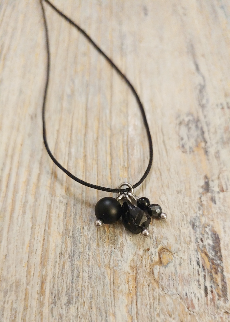 Halskette Onyx & Schwarzer Turmalin | Halsband schwarz silber