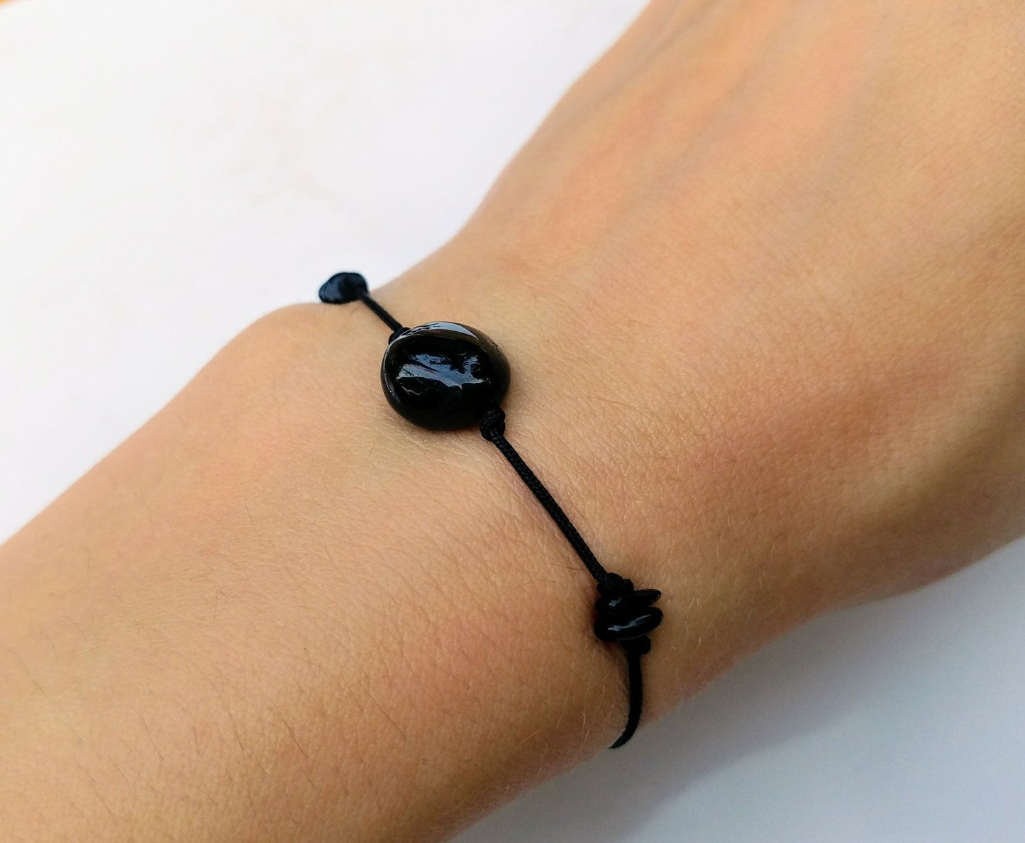 Schwarzer Turmalin Nugget Armband unisex, Schmuck online Shop